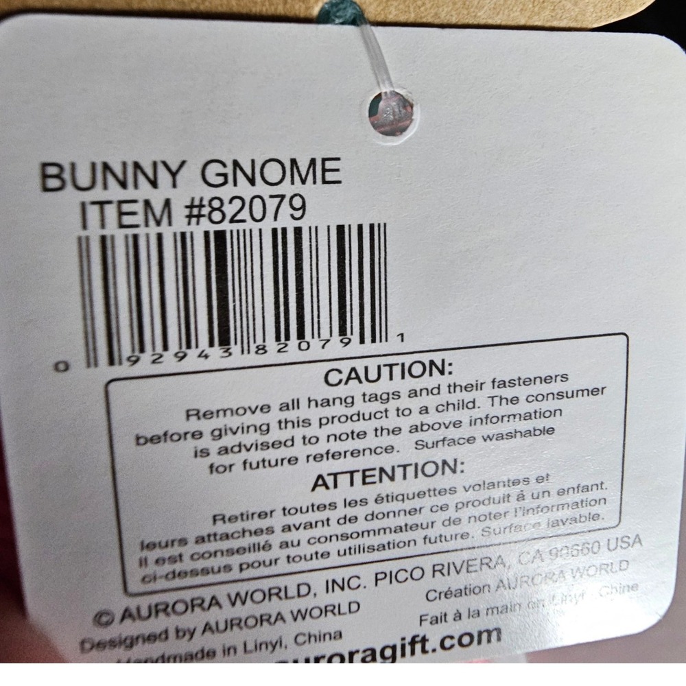 Aurora World Bunny Gnome Plush Easter Pastel Pink Teal Purple NWT - Picture 3 of 4